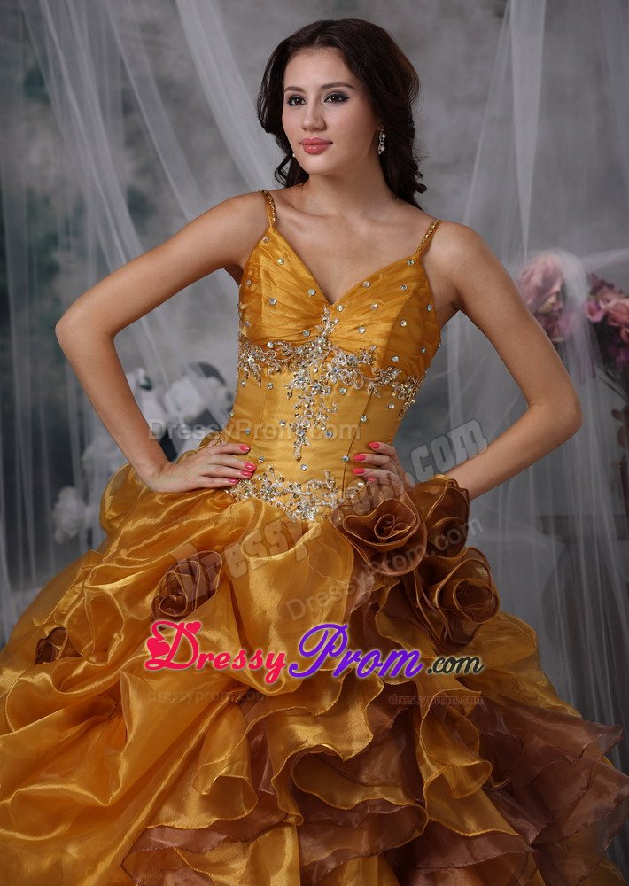 Spaghetti Straps Dress for Quince with Flowers Colors to Choose